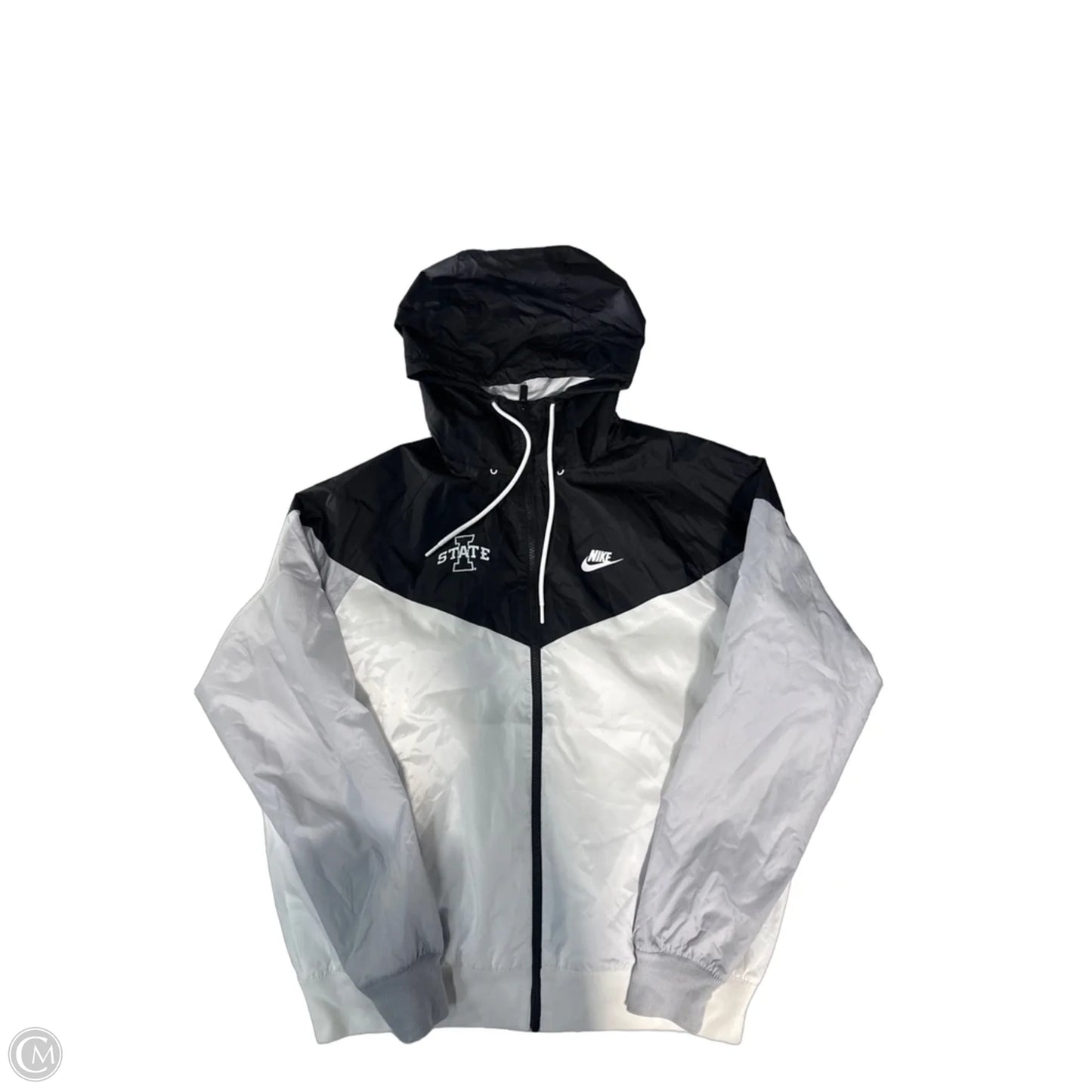 Jacket Windbreaker By Nike In Black & White, Size: M