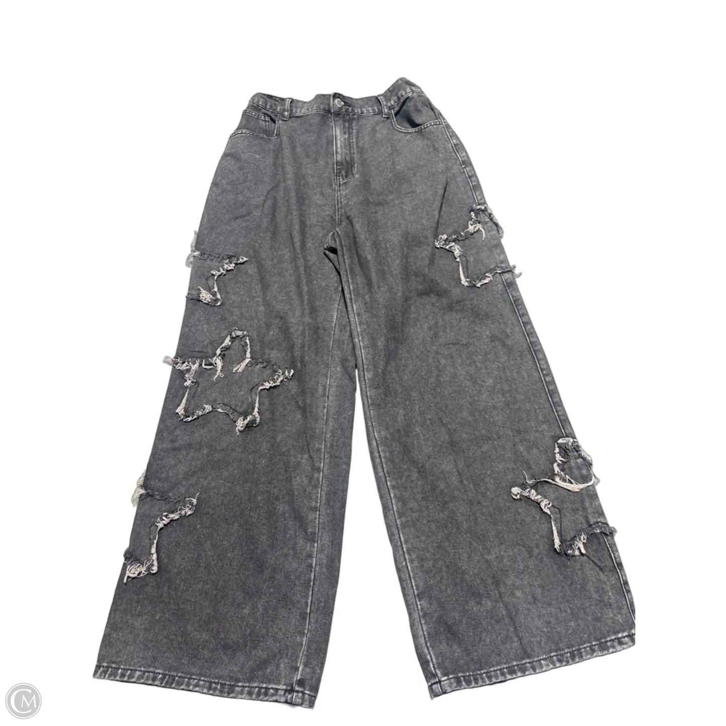 Jeans Wide Leg By Shein In Black Denim, Size: 16