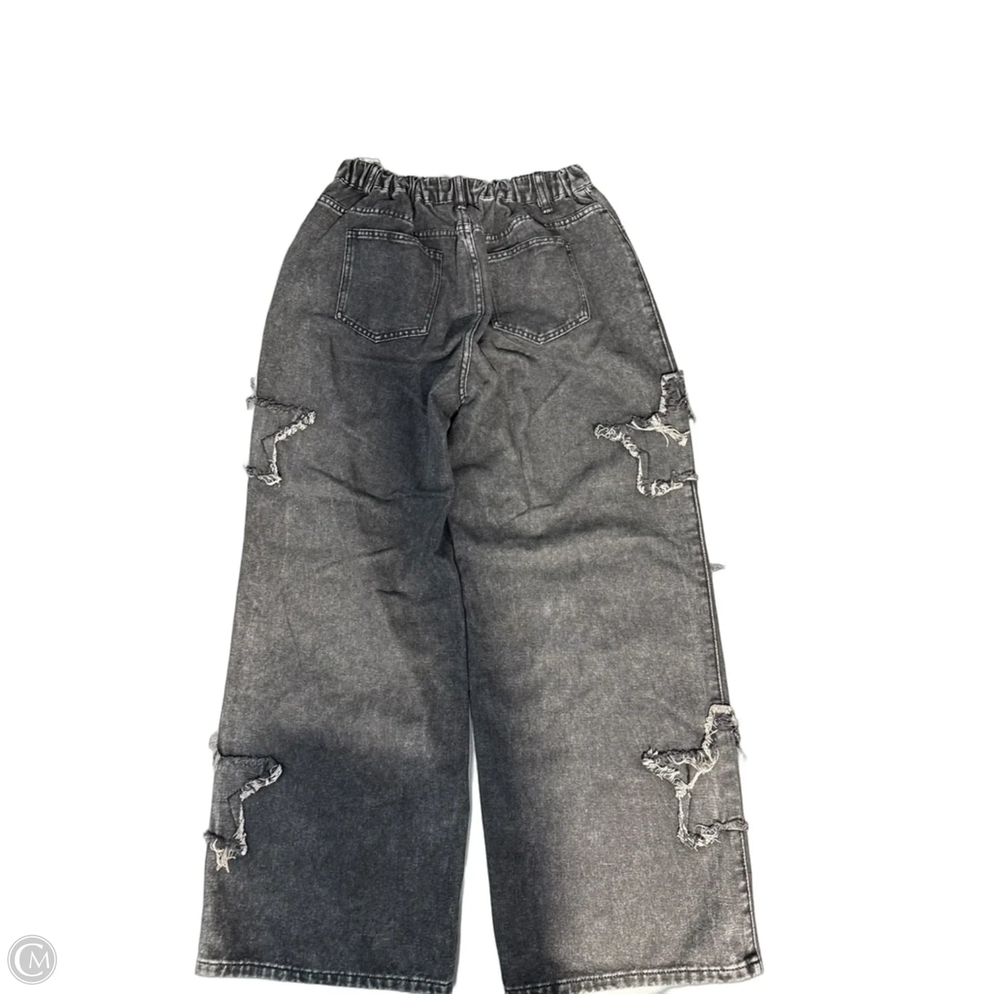 Jeans Wide Leg By Shein In Black Denim, Size: 16