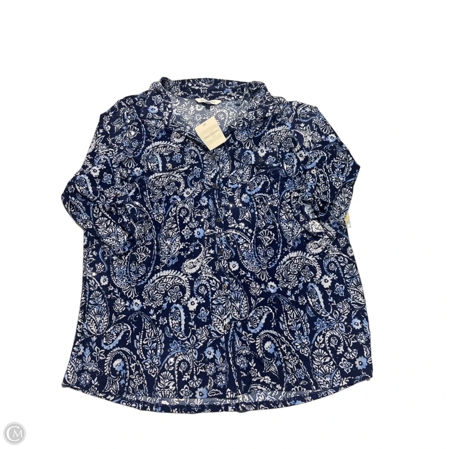 Top Long Sleeve By Emily Daniels In Navy, Size: 1x