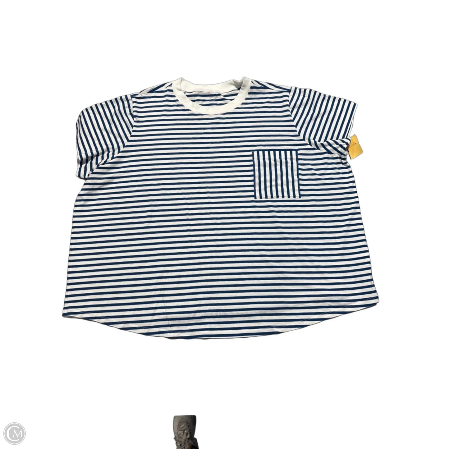 Top Short Sleeve By Universal Standard In Blue & White, Size: 3x