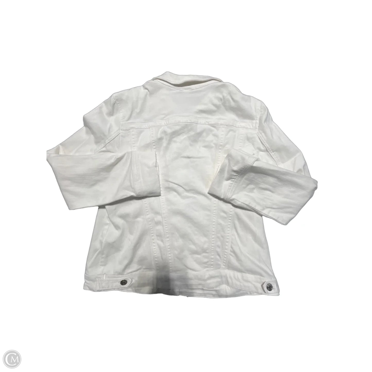 Jacket Denim By Chicos In White Denim, Size: L