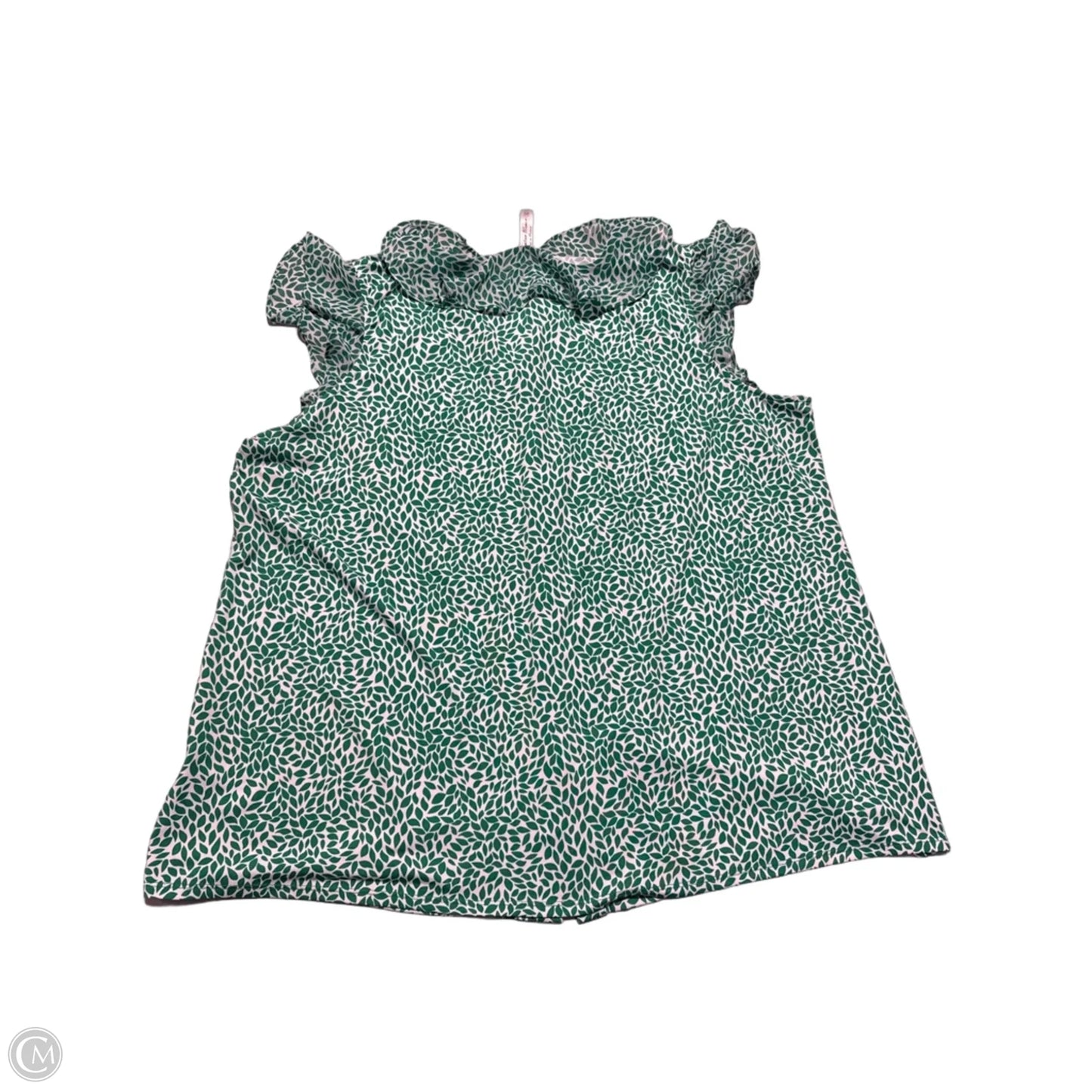 Top Short Sleeve By Perseption Concept In Green & White, Size: 2x