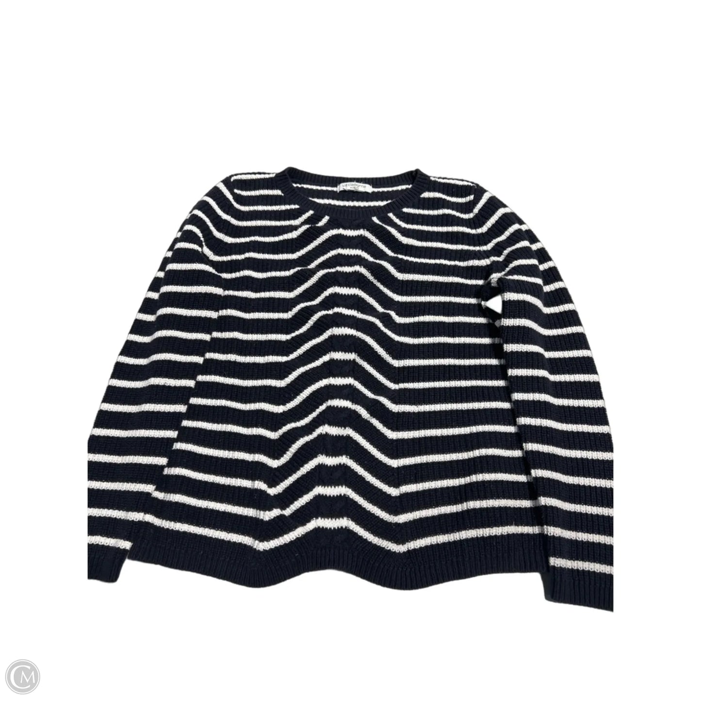 Sweater By Liz Claiborne In Blue & White, Size: M