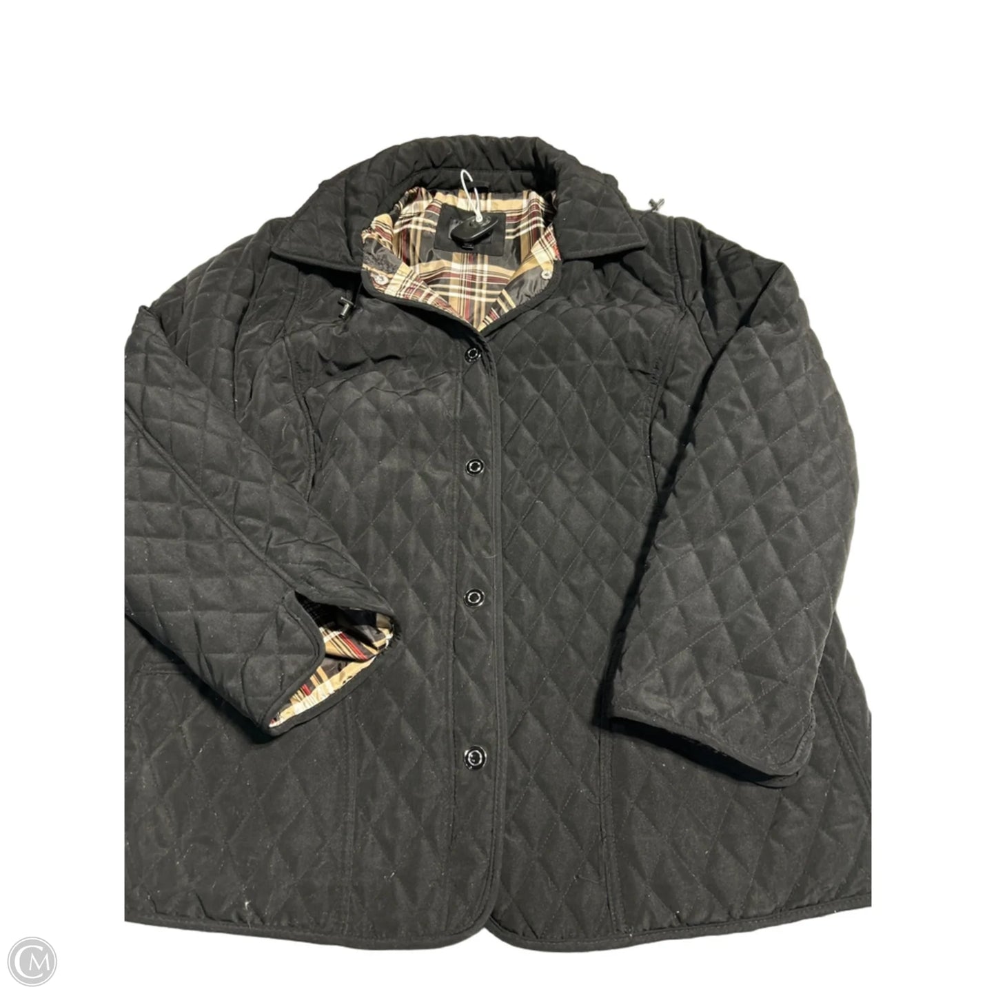 Coat Puffer & Quilted By Gallery In Black, Size: 1x