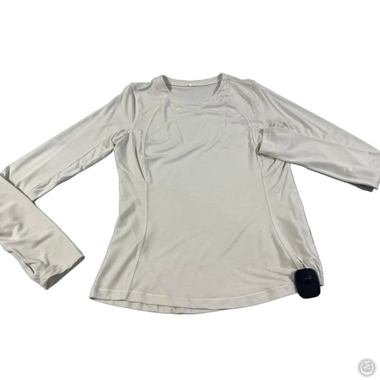 Athletic Top Long Sleeve Collar By Lululemon In Beige, Size: M
