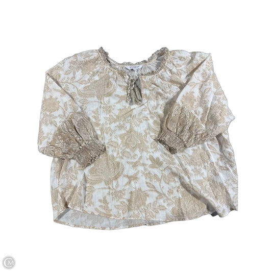 Top Long Sleeve By Liverpool In Cream & White, Size: 1x