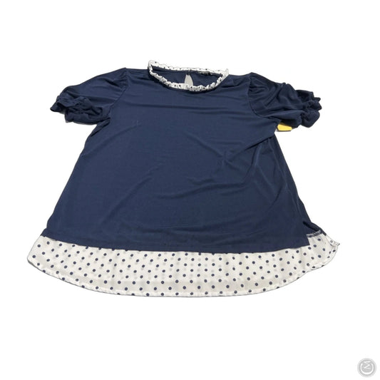 Top Short Sleeve By Adrianna Papell In Navy, Size: M