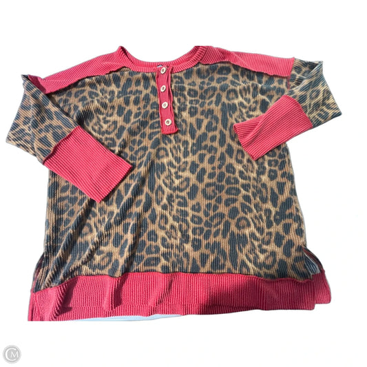 Top Long Sleeve By Heimish Usa In Leopard Print, Size: M