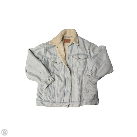 Jacket Faux Fur & Sherpa By Levis In Blue Denim, Size: L