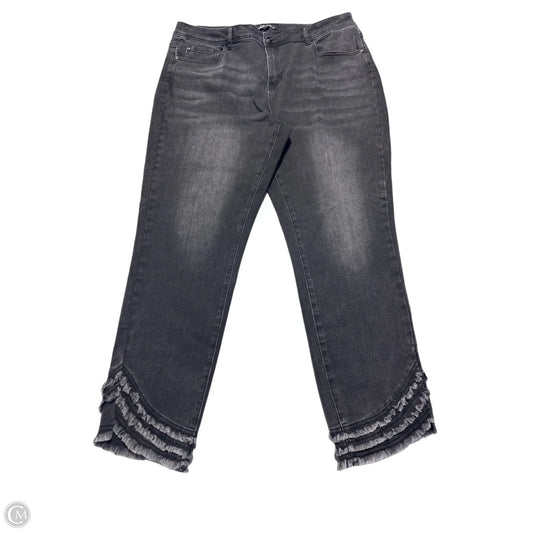 Jeans Straight By Charlie B In Black Denim, Size: 16