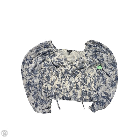 Top Long Sleeve By Express In Blue & White, Size: M