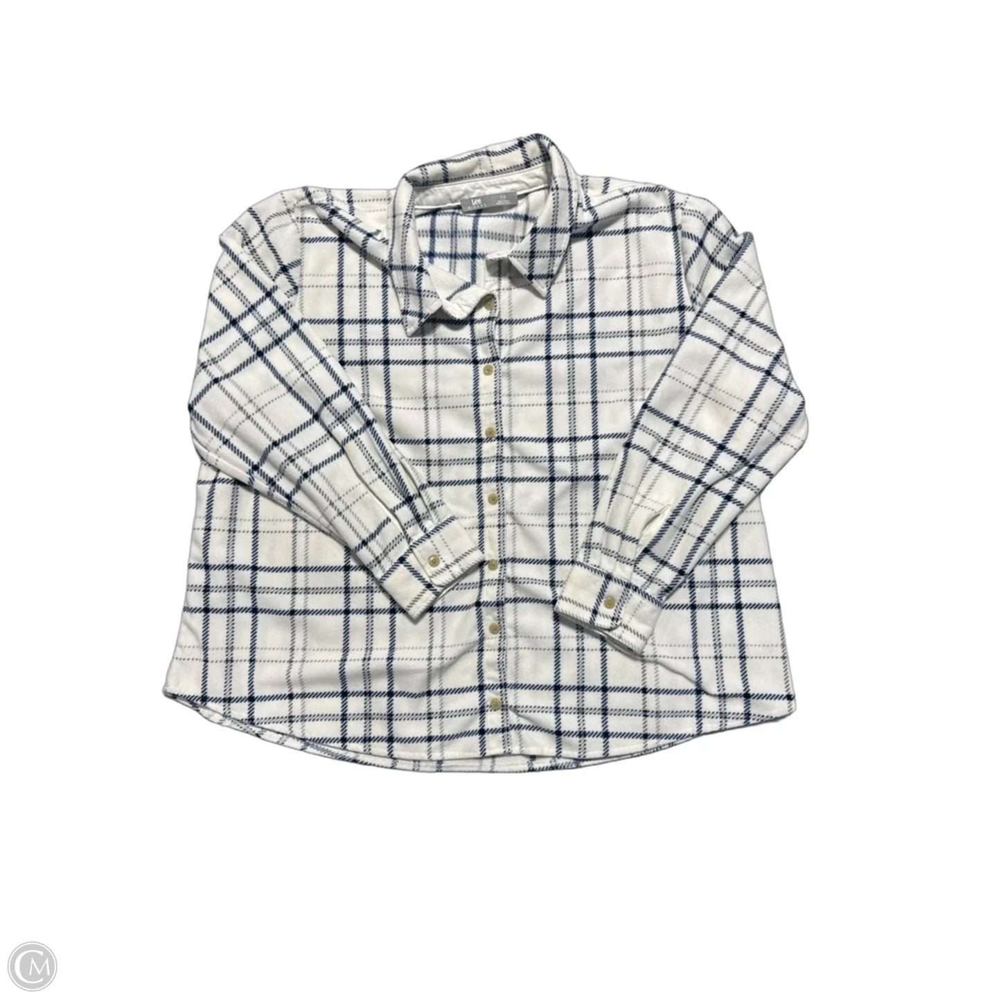 Top Long Sleeve By Lee In Blue & White, Size: 1x
