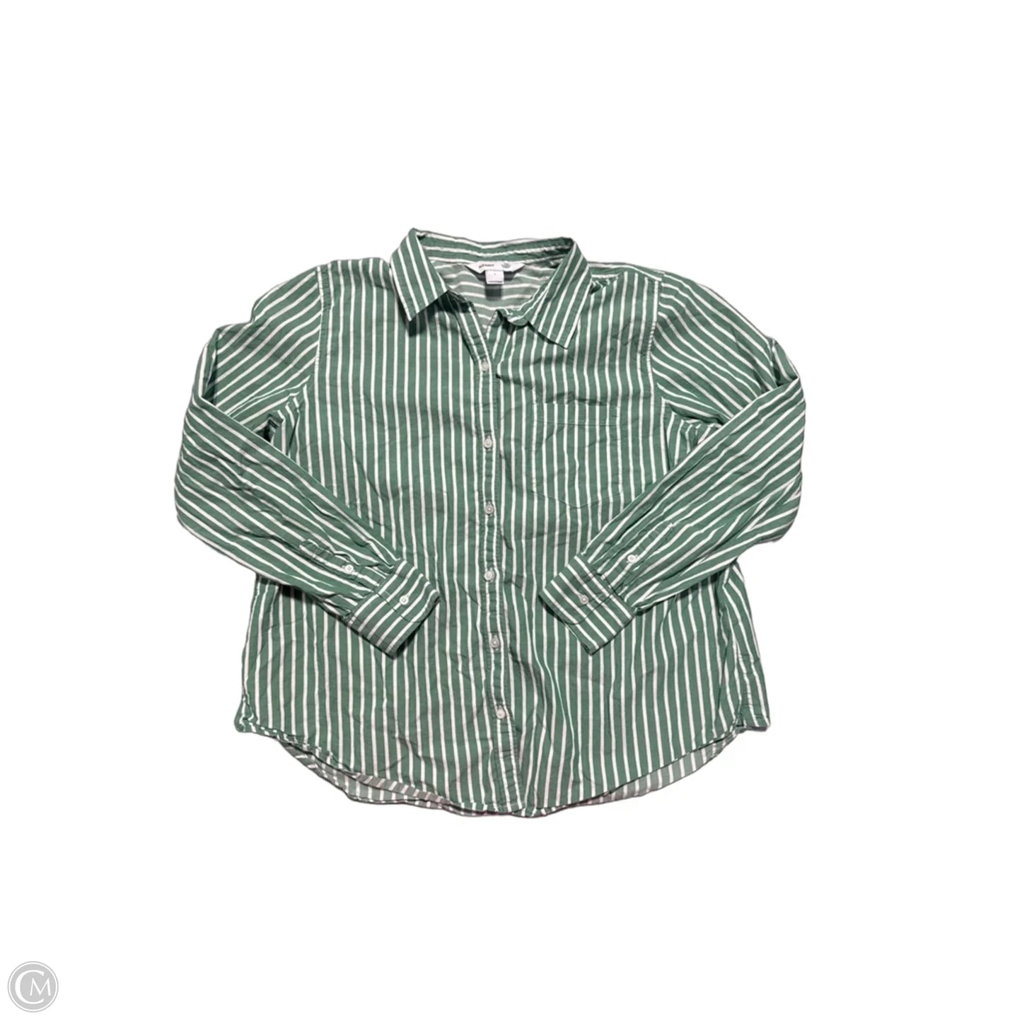 Top Long Sleeve By Old Navy In Green & White, Size: L