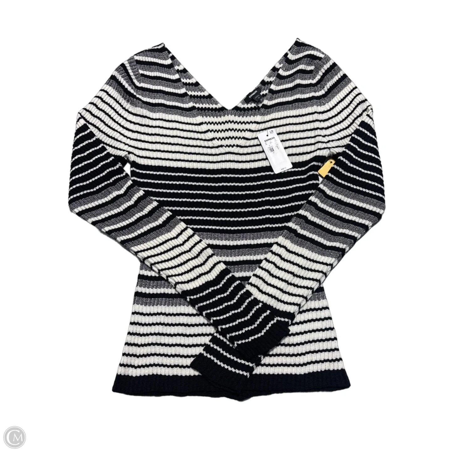 Top Long Sleeve By Express In Striped Pattern, Size: M
