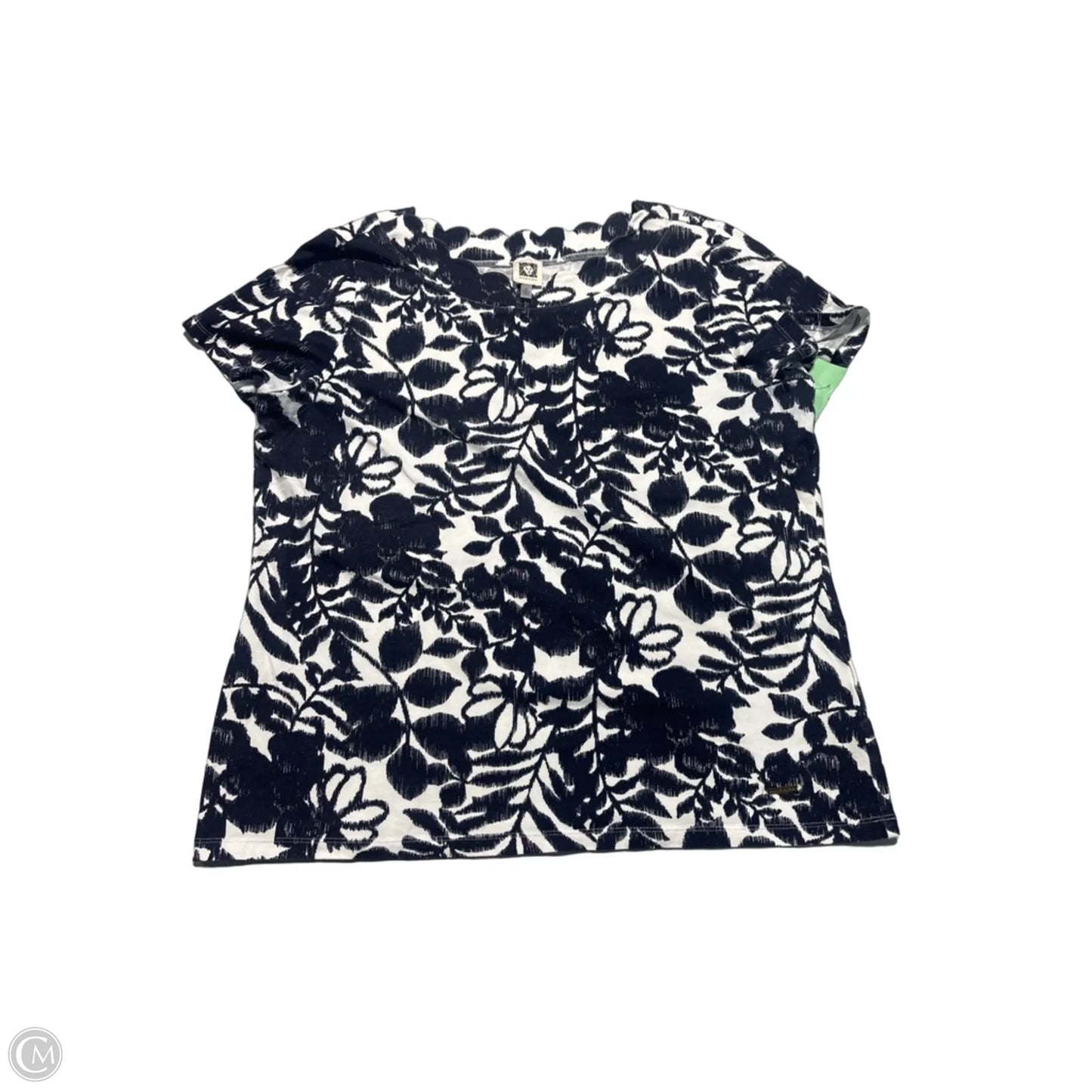 Top Short Sleeve By Anne Klein In Black & White, Size: Xl