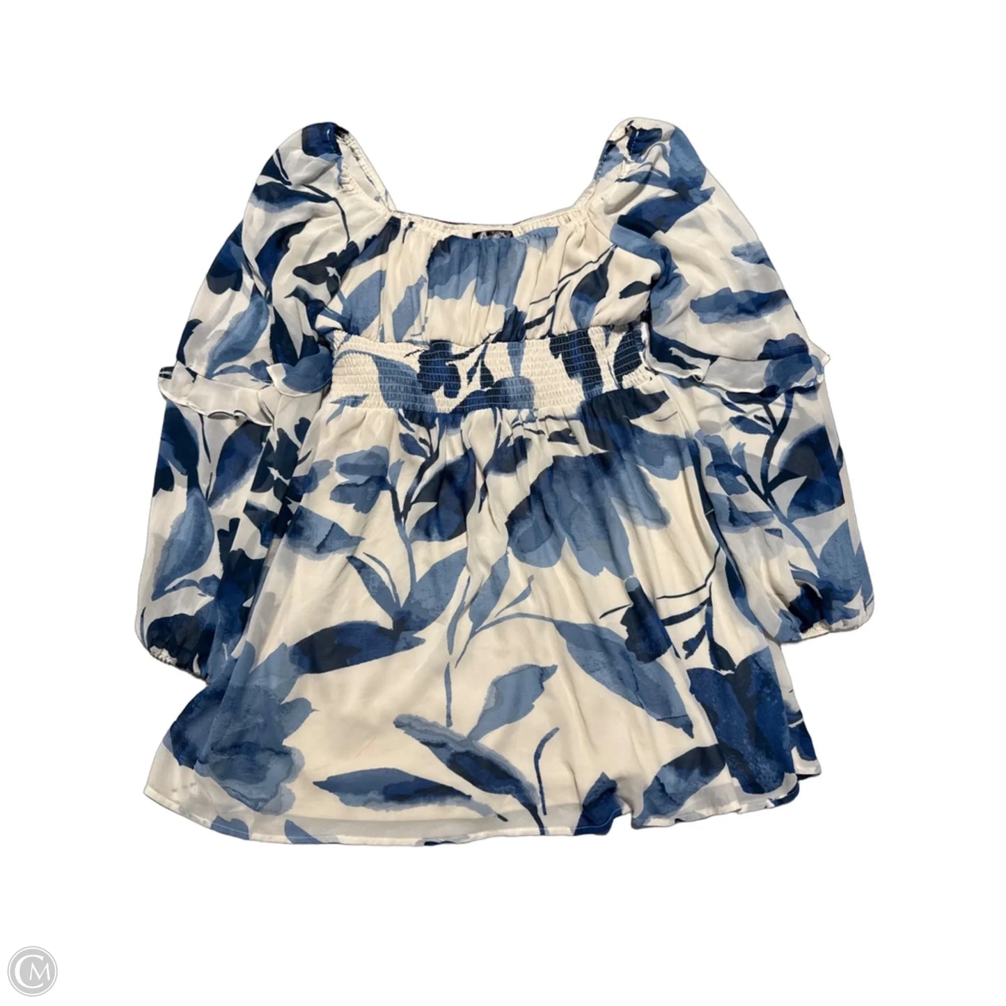 Dress Casual Short By Cmc In Blue & Cream, Size: L