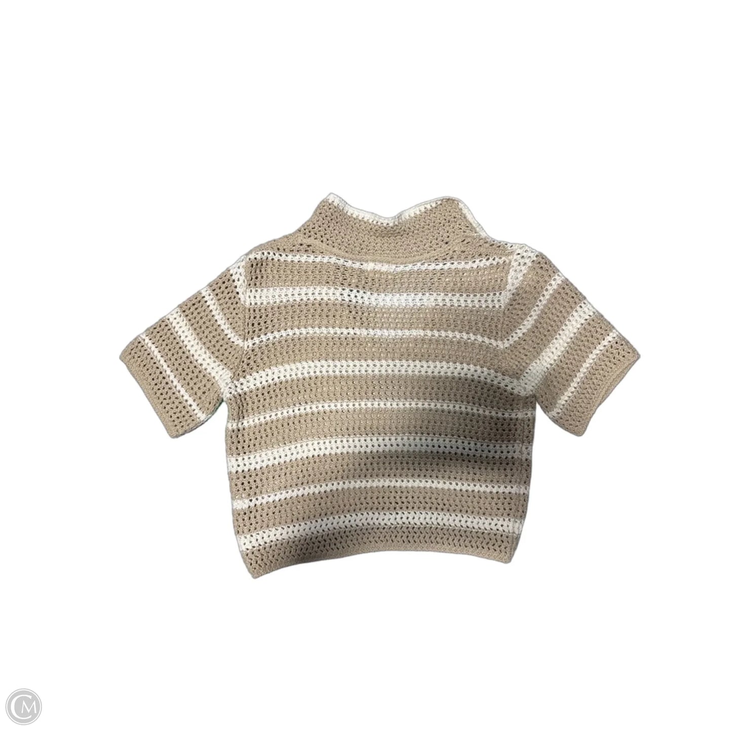 Top Short Sleeve By Dreamers In Tan & White, Size: S