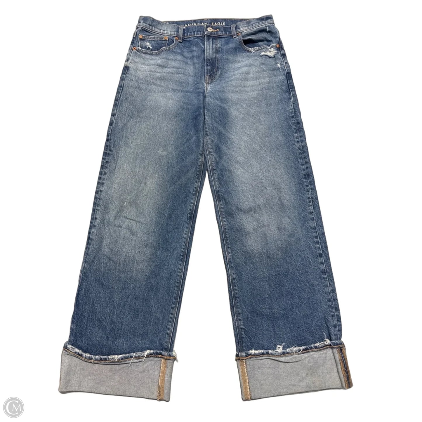 Jeans Wide Leg By American Eagle In Blue Denim, Size: 8