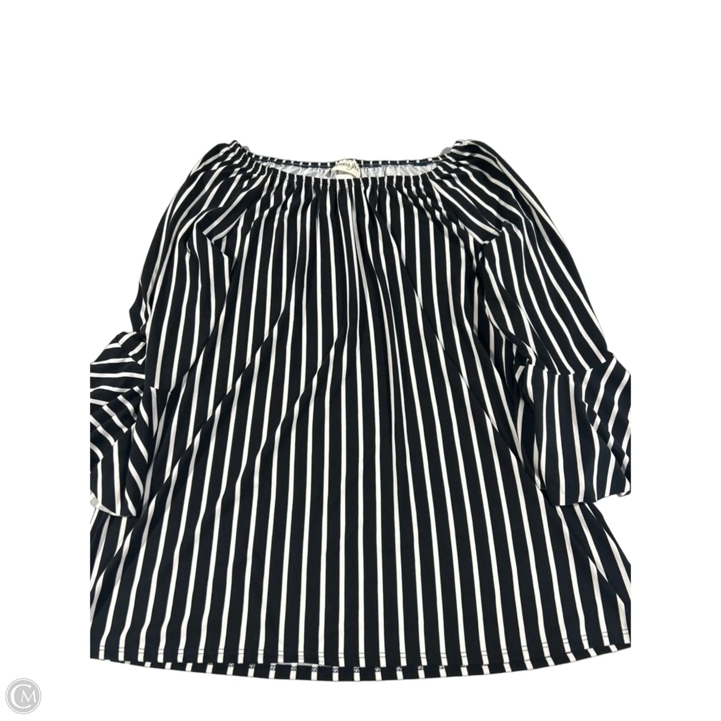 Top Long Sleeve By Cmc In Black & White, Size: L