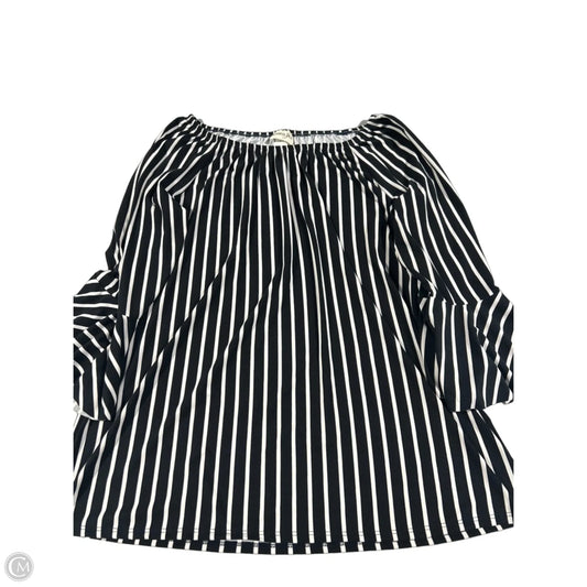 Top Long Sleeve By Cmc In Black & White, Size: L