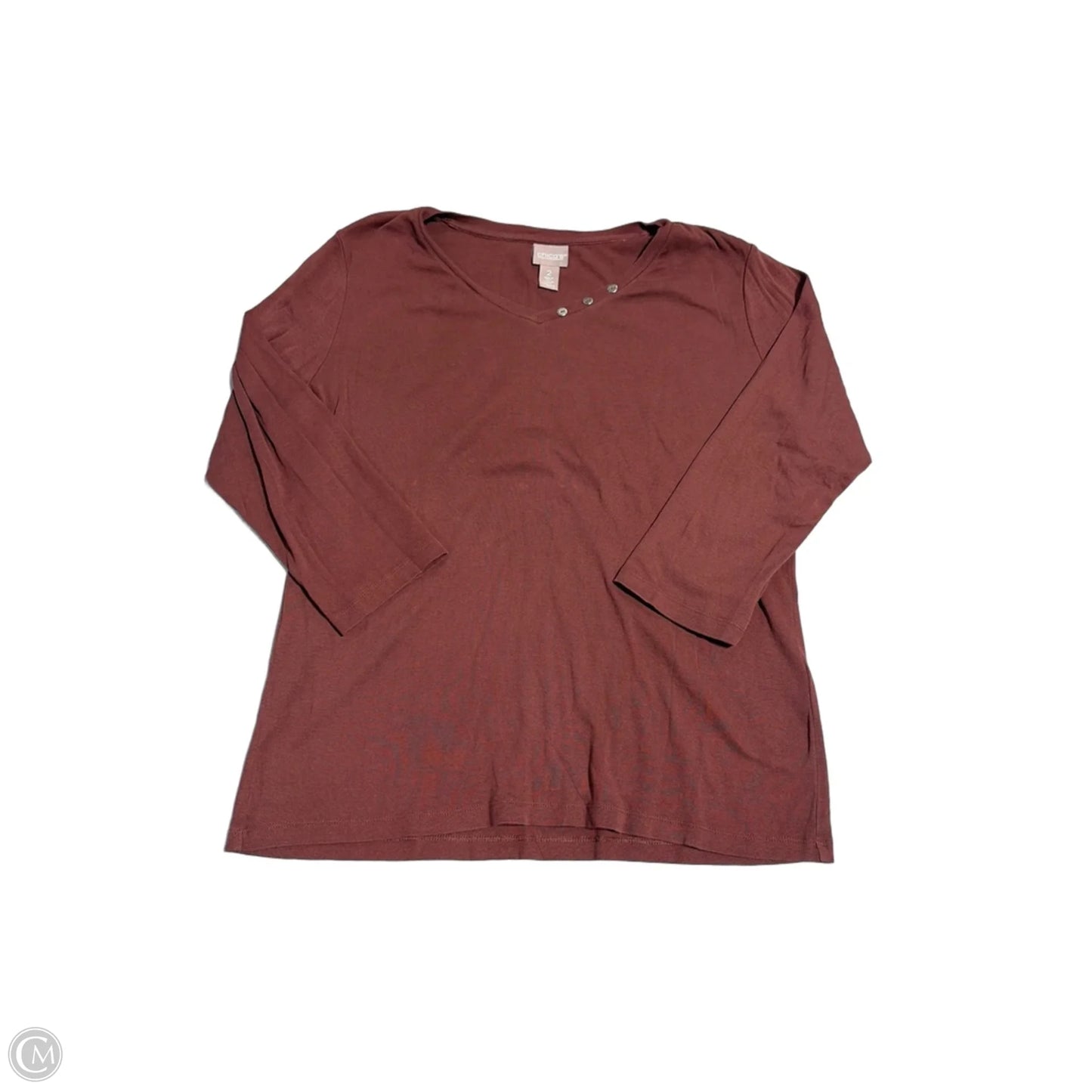 Top 3/4 Sleeve By Chicos In Brown, Size: L
