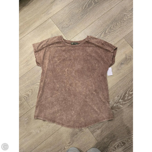 Top Short Sleeve By Dg2 In Brown, Size: L