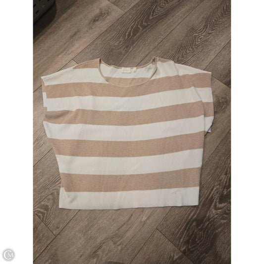 Top Short Sleeve By Cyrus In Tan & White, Size: L