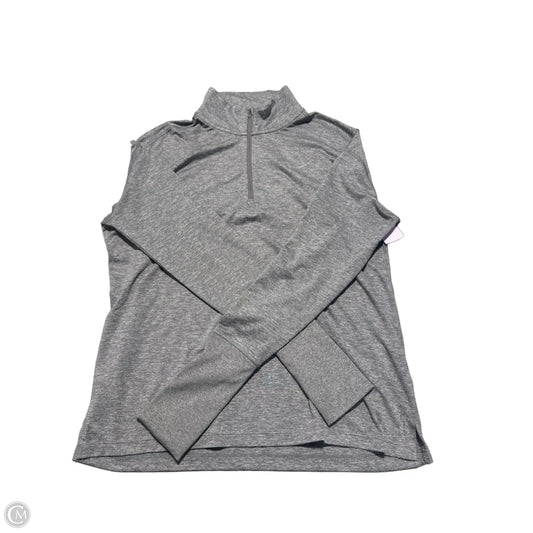 Athletic Top Long Sleeve Collar By Nike In Grey, Size: M