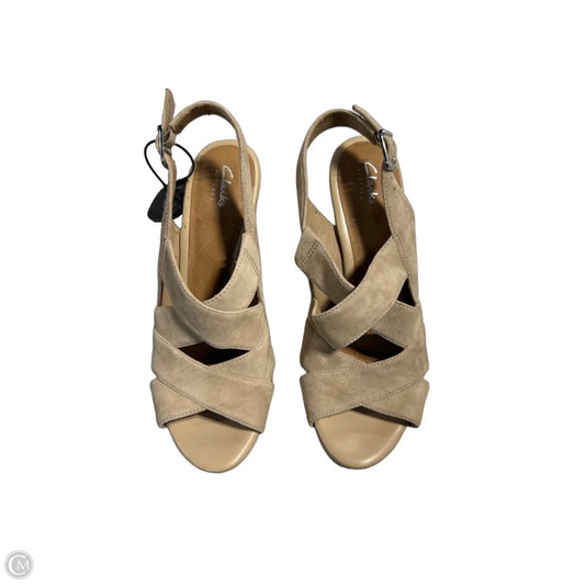 Sandals Heels Wedge By Clarks In Beige, Size: 8