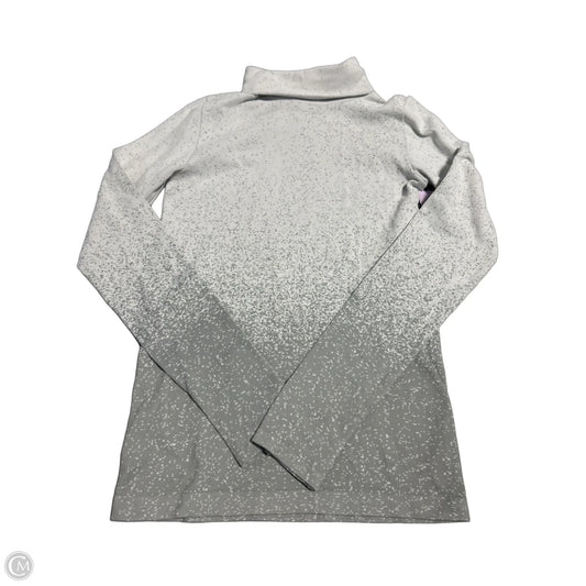 Athletic Top Long Sleeve Collar By Athleta In Grey & White, Size: M