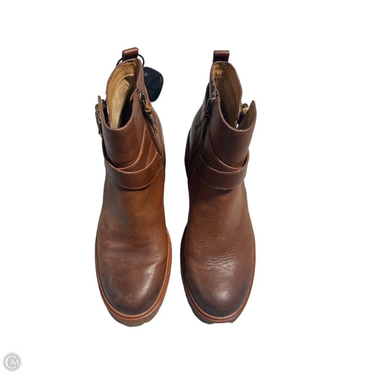 Boots Ankle Heels By Sofft In Brown, Size: 9.5