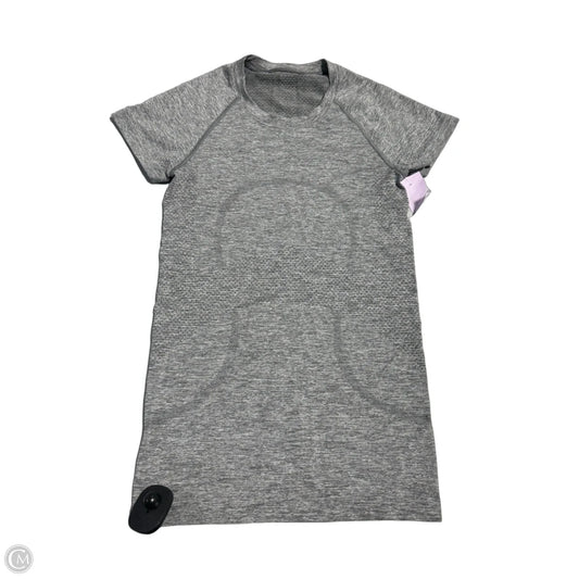 Athletic Top Short Sleeve By Lululemon In Grey, Size: Xs