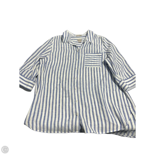Top 3/4 Sleeve By Chicos In Striped Pattern, Size: 3x