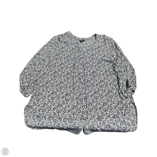 Top Long Sleeve By Grace In Black & White, Size: 1x