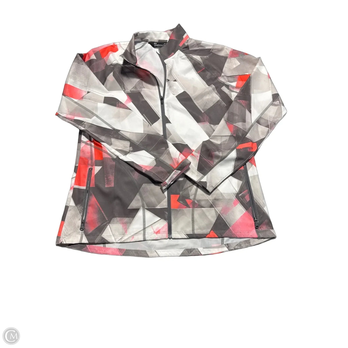 Jacket Windbreaker By Under Armour In Grey & White, Size: L