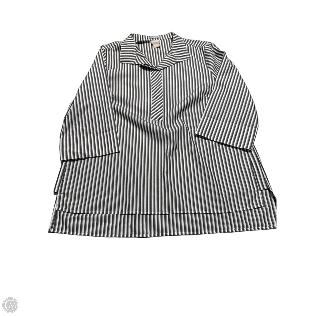 Top 3/4 Sleeve By Chicos In Striped Pattern, Size: M