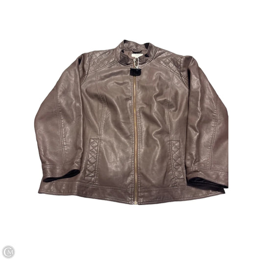 Jacket Moto By Cj Banks In Brown, Size: 3x