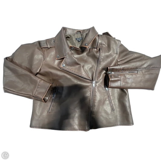 Jacket Moto By Venus In Brown, Size: L