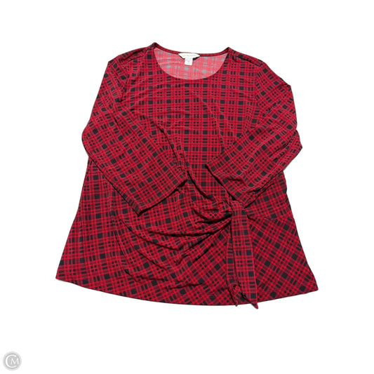 Top Long Sleeve By Liz Claiborne In Red, Size: 1x
