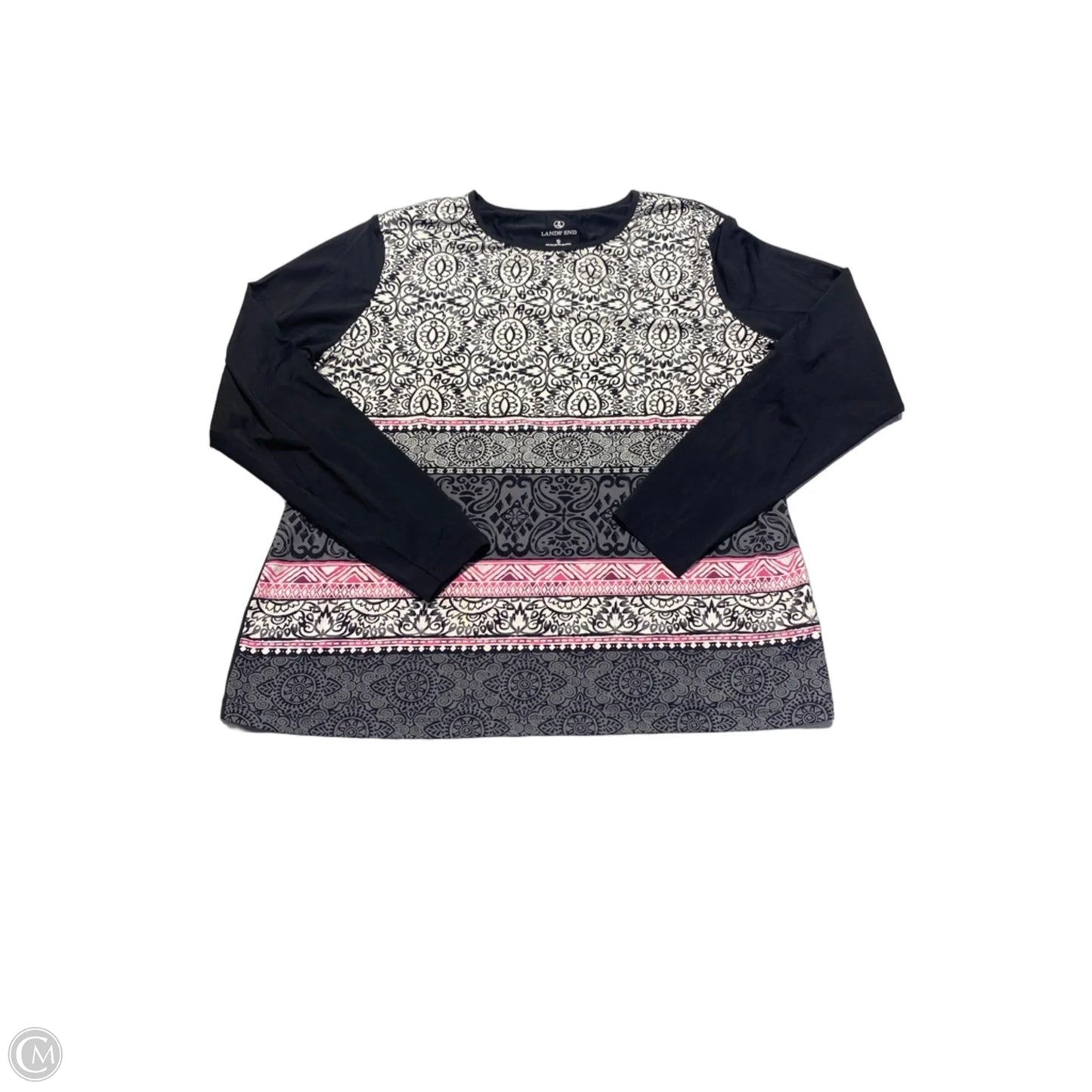 Top Long Sleeve By Lands End In Black & White, Size: Xl