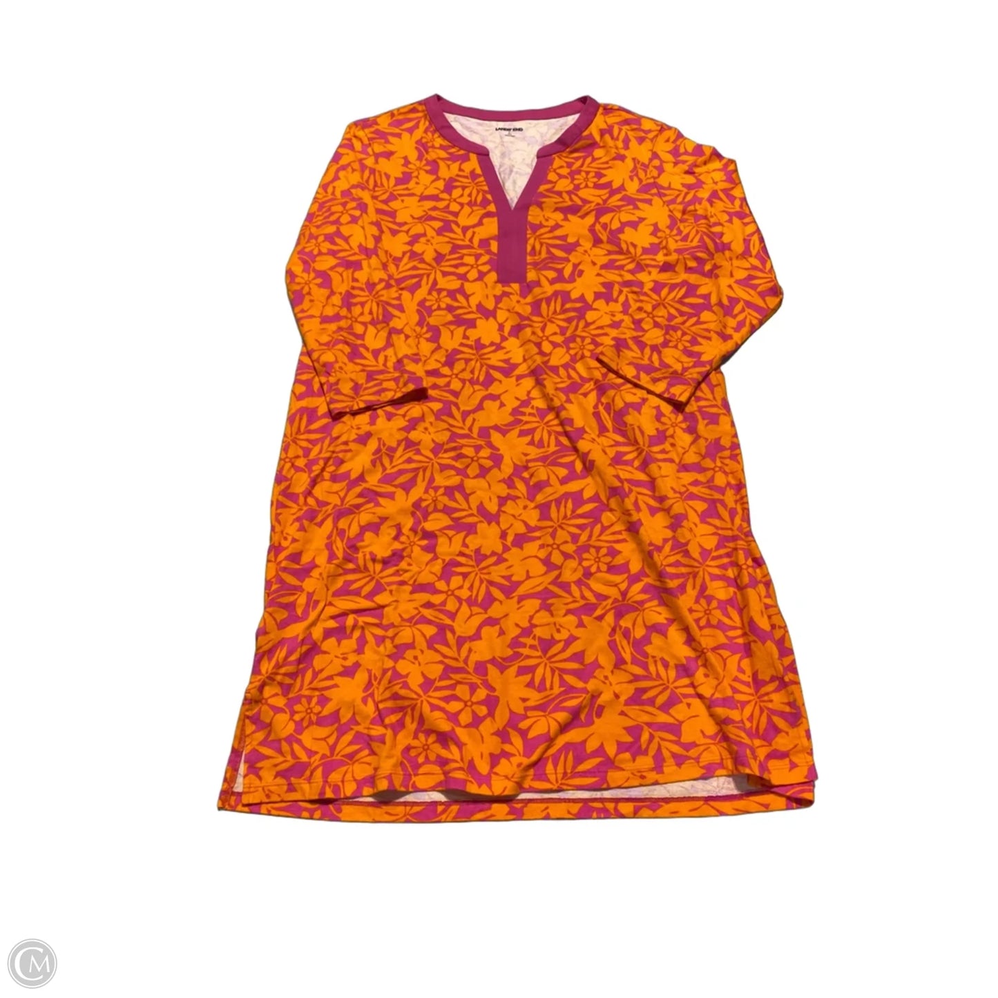 Dress Casual Midi By Lands End In Orange & Pink, Size: L