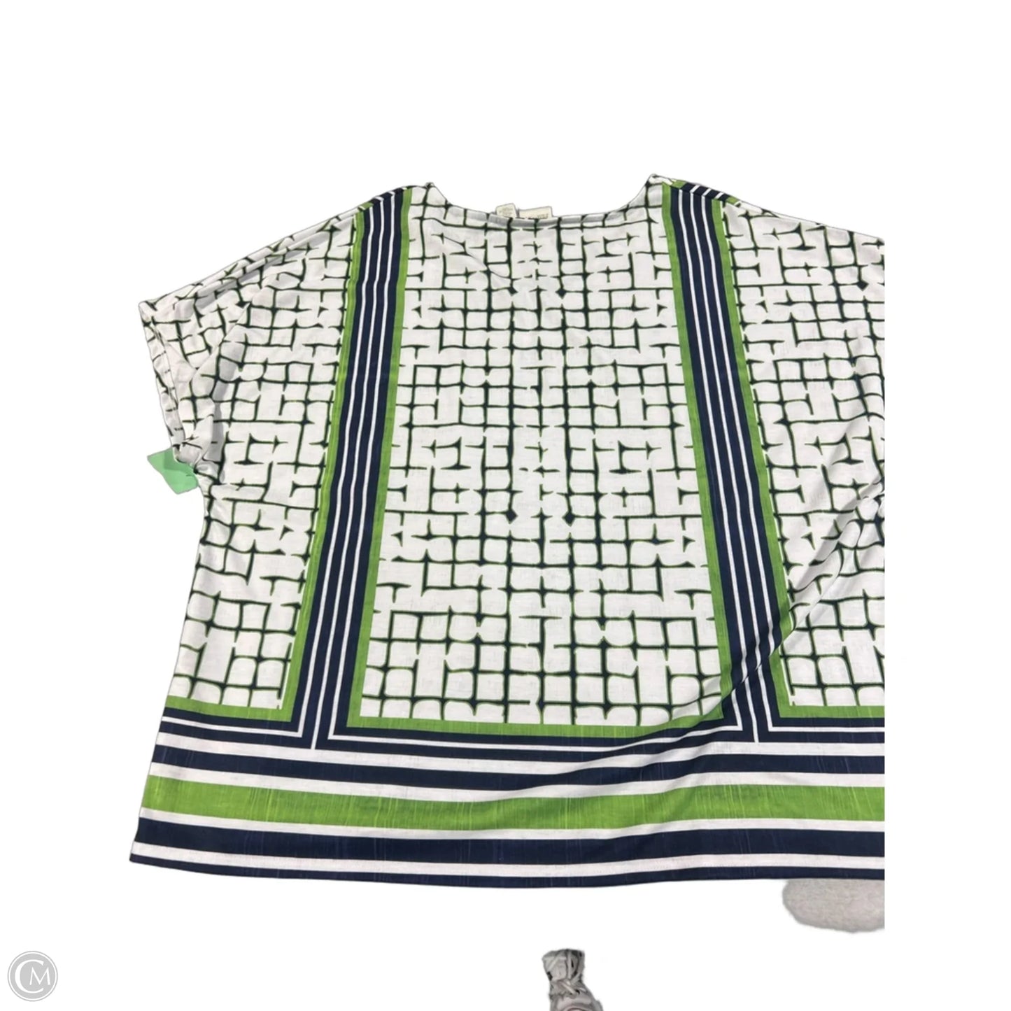 Top Short Sleeve By Zenergy By Chicos In Green & White, Size: Xl